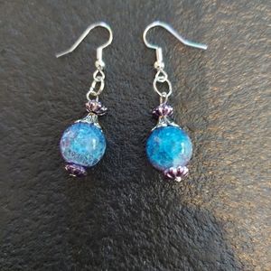 Blue and purple hook earrings